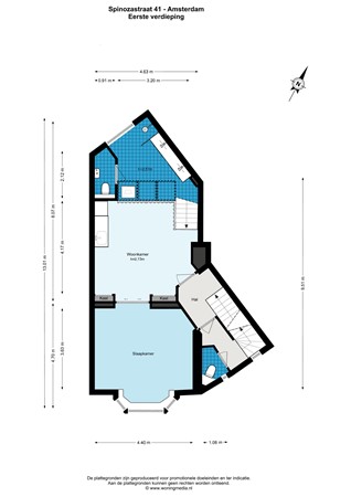 Floor plan - Spinozastraat 41A, 1018 HH Amsterdam 
